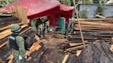 Militares y GN custodian traslado de madera decomisada en Huitzilac