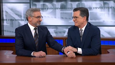 Steve Carell Roasts Colbert in Tearful ‘Daily Show’ Reunion