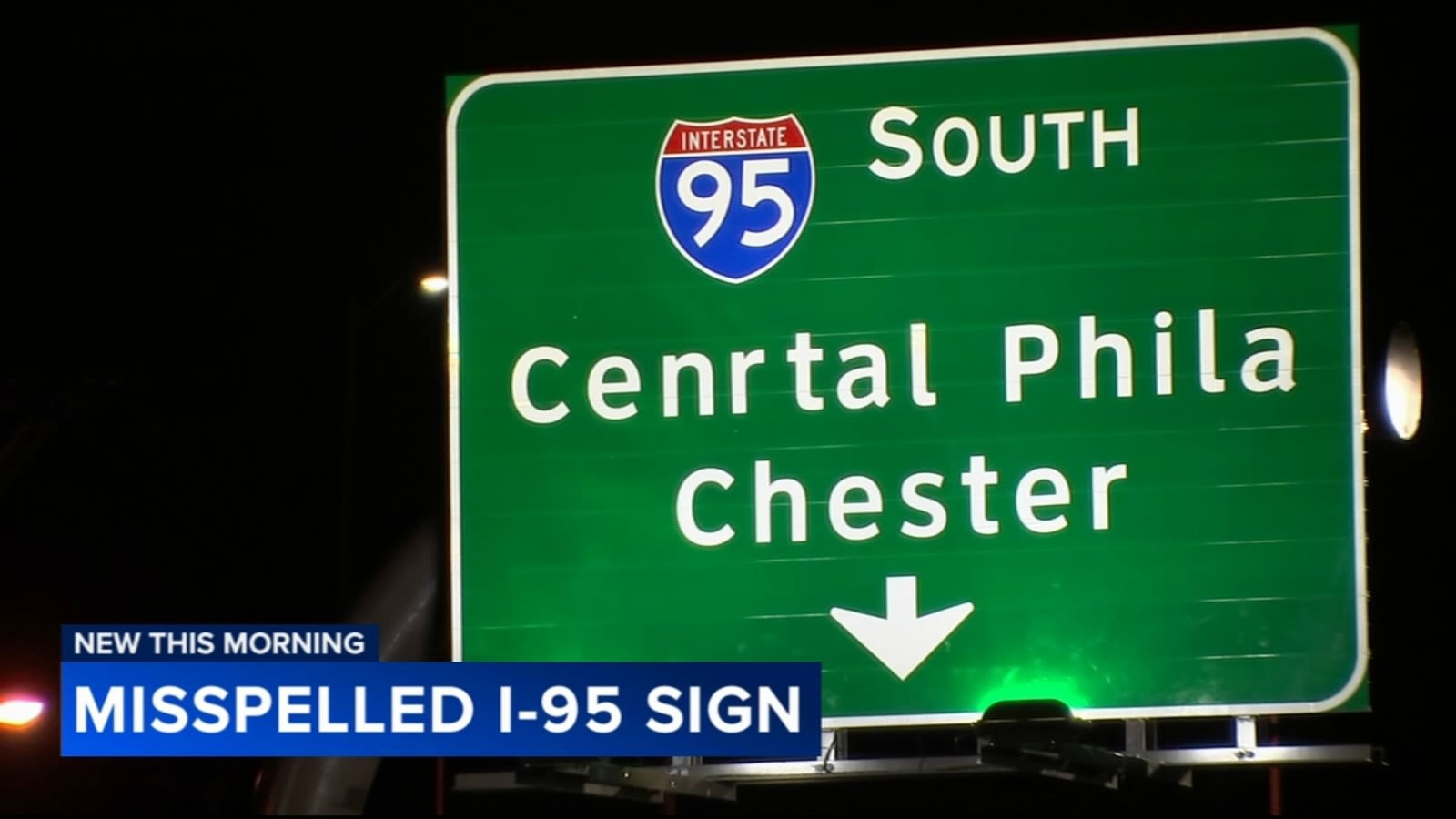 New sign misspelled near site of Philadelphia bridge collapse