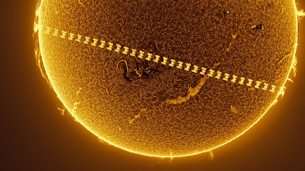 See the sun rage behind the ISS in epic time-lapse photo
