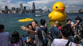 Giant rubber duck deflated in Hong Kong’s harbor amid fierce heat