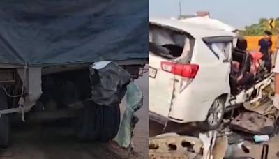 7 Killed As Car Collided Into Trailer Truck In Gujarats Sabarkantha- Watch Video