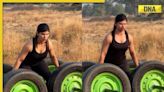 Viral video: Woman effortlessly lifts four massive tyres, internet is stunned