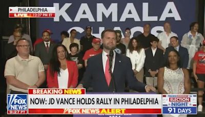 J.D. Vance’s Backdrop Makes It Look Like He’s Campaigning for ‘Kamala’