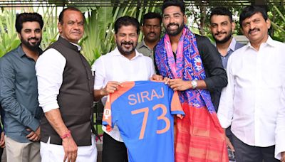 Telangana CM Revanth Reddy announces job and land to world cup winner Mohammed Siraj