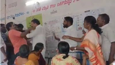 Andhra Pradesh: YSRCP MLA Sivakumar slaps voter at polling booth, gets it back - Times of India
