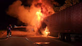 Semi-trailer truck carrying fruits and vegetables caught fire on I-59 Friday