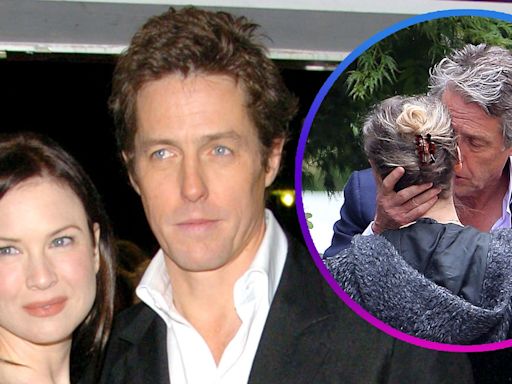 Hugh Grant Sweetly Embraces Renée Zellweger on 'Bridget Jones 4' Set