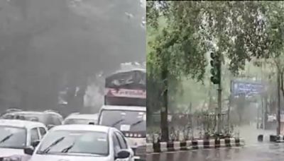 Heavy Rains Bring Respite From Blistering Heat In Parts Of Delhi; Overcast Skies In NCR - News18