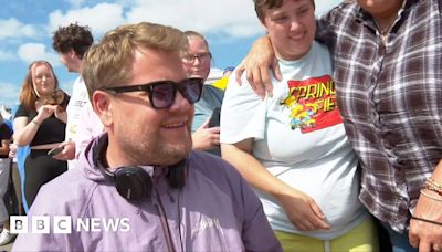 Gavin and Stacey: James Corden 'overwhelmed' as fans welcome cast in Barry