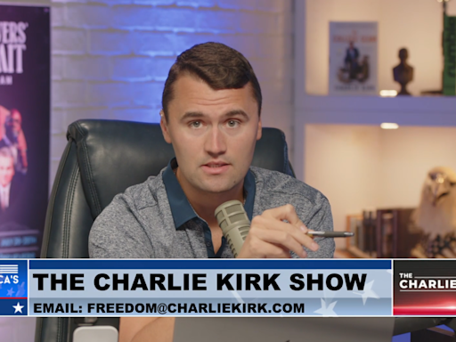 Charlie Kirk repeatedly mispronounces Kamala Harris' name while calling her “deeply scary” and "a DEI candidate"
