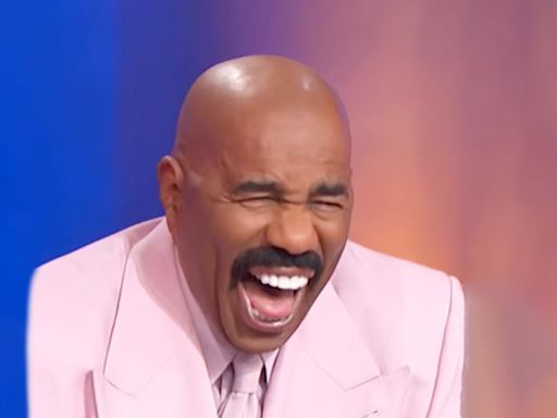 Steve Harvey cackles as Family Feud contestant 'throws his wife under the bus'