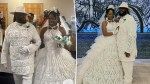 I crocheted my wedding dress and groom’s tux — haters say it’s tacky but we love it