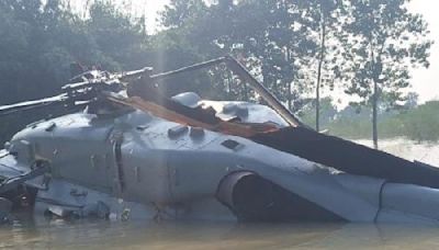 Air force helicopter crash lands in floodwaters in Bihar’s Muzaffarpur while conducting flood relief sortie