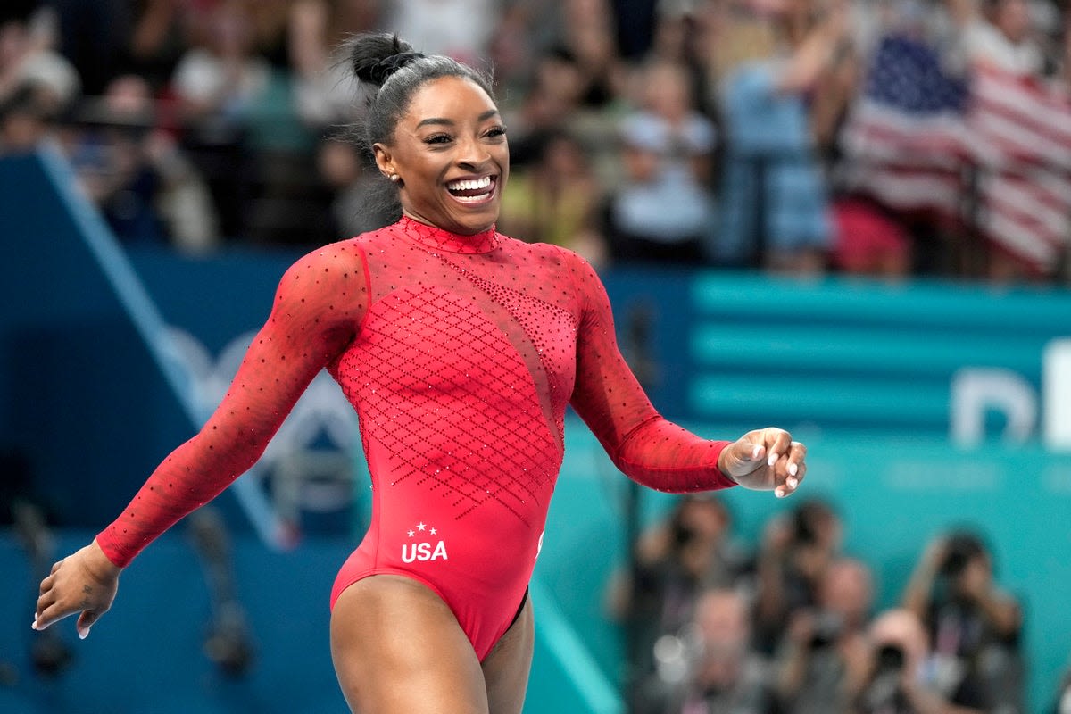 Olympics LIVE: Simone Biles claims seventh gymnastics gold as boxer Imane Khelif wins again amid gender row