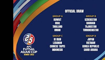 足球》亞洲盃五人制抽籤 中華隊與伊朗、黎巴嫩、印尼同組