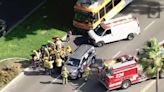 At least 14 injured in multi-vehicle crash involving bus in South Los Angeles