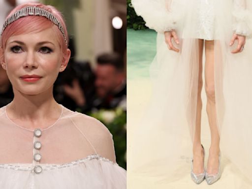 Michelle Williams Wears Metallic Pumps for Met Gala 2024 Red Carpet