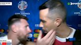 Messi interrupts interview to comfort ex-Barca teammate after Copa America win