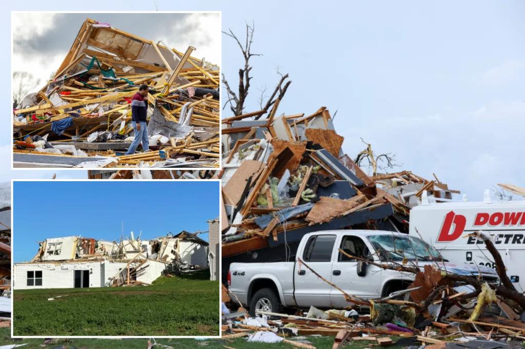 Residents begin rummaging through rubble after tornadoes hit parts of Midwest