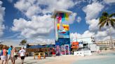 What does Times Square on Fort Myers Beach look like one year after Hurricane Ian?