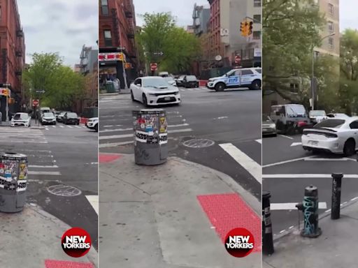 Dodge Charger Drives Down NYC Sidewalk To Avoid The Cops