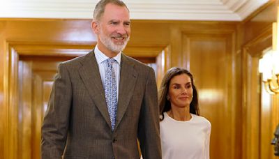 Queen Letizia looks stylish in a tie dye skirt at Zarzuela Palace