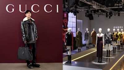 GUCCI 2024秋冬系列 精湛內斂的製衣美學！影帝張震oversize的白色翻領漆亮皮大衣 帥氣時髦