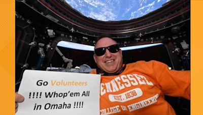 A 'Go Vols' that's out of this world: Butch Wilmore sends Tennessee baseball encouragement from space!