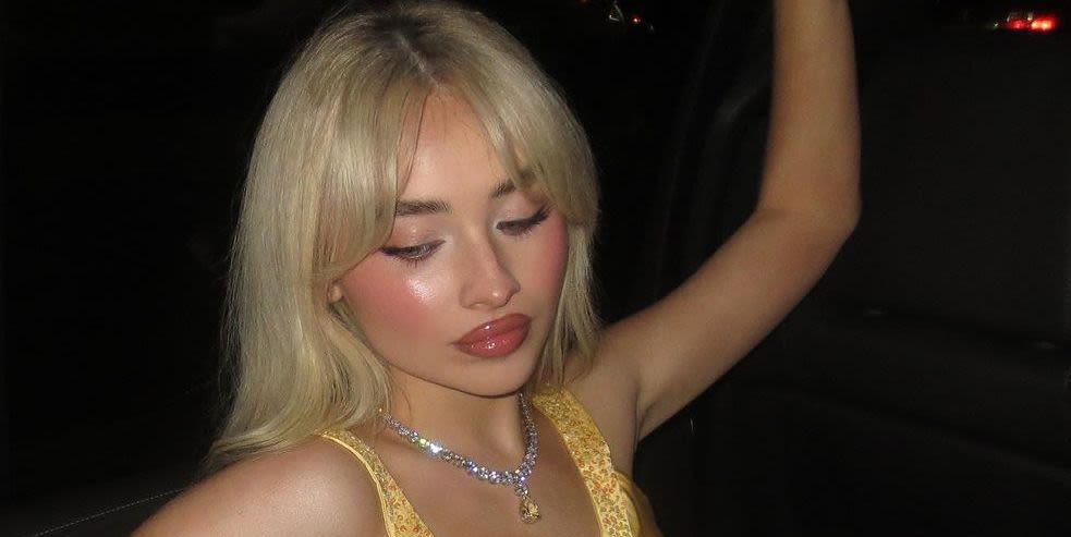 Sabrina Carpenter's yellow satin mini dress is giving 'How to Lose a Guy in 10 Days'