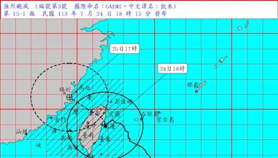 強颱凱米將通過台灣「今夜到明晨」影響最劇 颱風恐開始擺盪或原地打轉