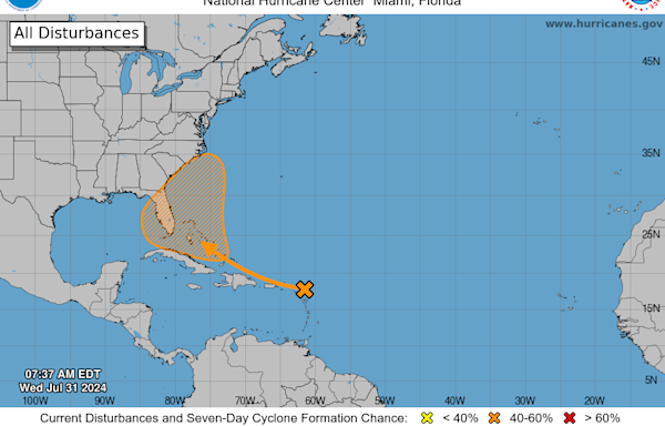 National Hurricane Center tracking system with 60% chance of developing. What can Florida expect?