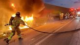 Crash on Turnpike leaves car in flames