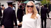 Katherine Jenkins' elegant ensemble takes 'tennis whites' to new heights