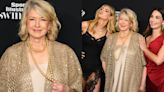 Martha Stewart Does Tonal Gold Dressing in Brunello Cucinelli Cardigan and Slip Dress for Sports Illustrated Swimsuit Issue...