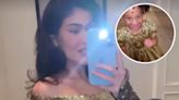 Kylie Jenner and Daughter Stormi Twin in Glittering Gold Dresses for Family Christmas Eve Party