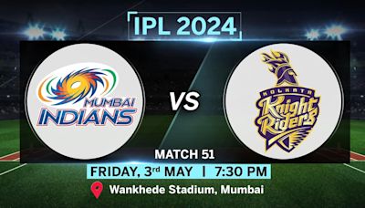 IPL Match Today: MI vs KKR Toss, Pitch Report, Head to Head stats, Playing 11 Prediction and Live Streaming details