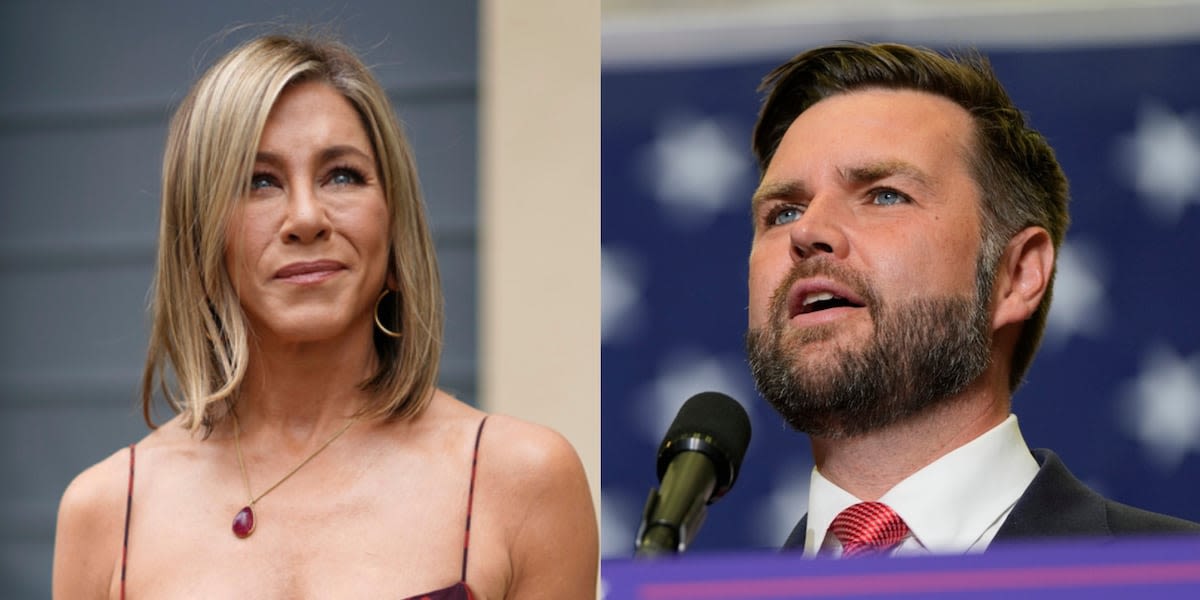 Jennifer Aniston criticizes JD Vance for comments he made about ‘childless cat ladies’