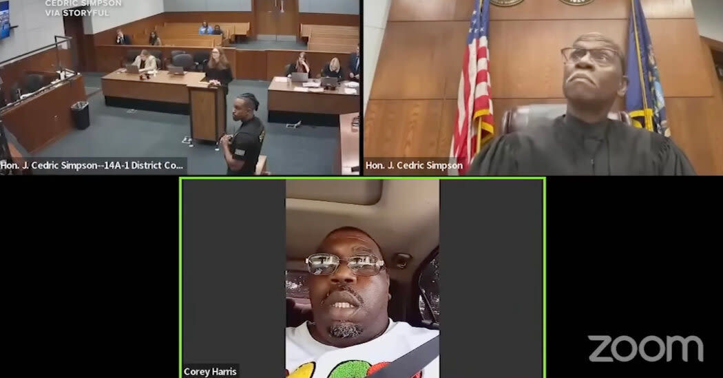His License Suspended, a Man Appears in Court From Behind the Wheel