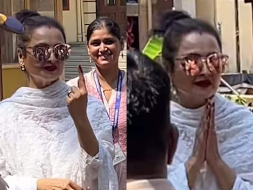 Rekha Sports SINDOOR As She Steps Out To Vote In The Lok Sabha Elections | Watch Viral Video - News18