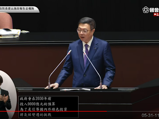 比前瞻8年8400億更敢！卓榮泰喊出「6年9000億」綠能投資 王鴻薇爆氣：掏空國家