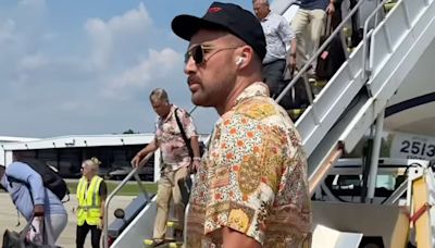 Travis Kelce Rocks Funky Neutral Look as He Arrives in Jacksonville for the Chiefs' Kickoff Preseason Game