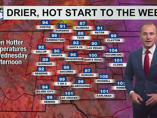 Temperatures heat up as drier air moves in this week