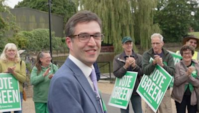 Green co-leader celebrates MP win with town visit