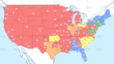 TV broadcast map for Panthers vs. Browns in Week 1