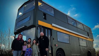 Family of six save £20k in two years by living on a double-decker bus