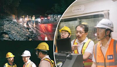 花蓮山區大雨鐵公路中斷...交長陳世凱赴現場勘災了解進度：確保各項疏運、搶通工作