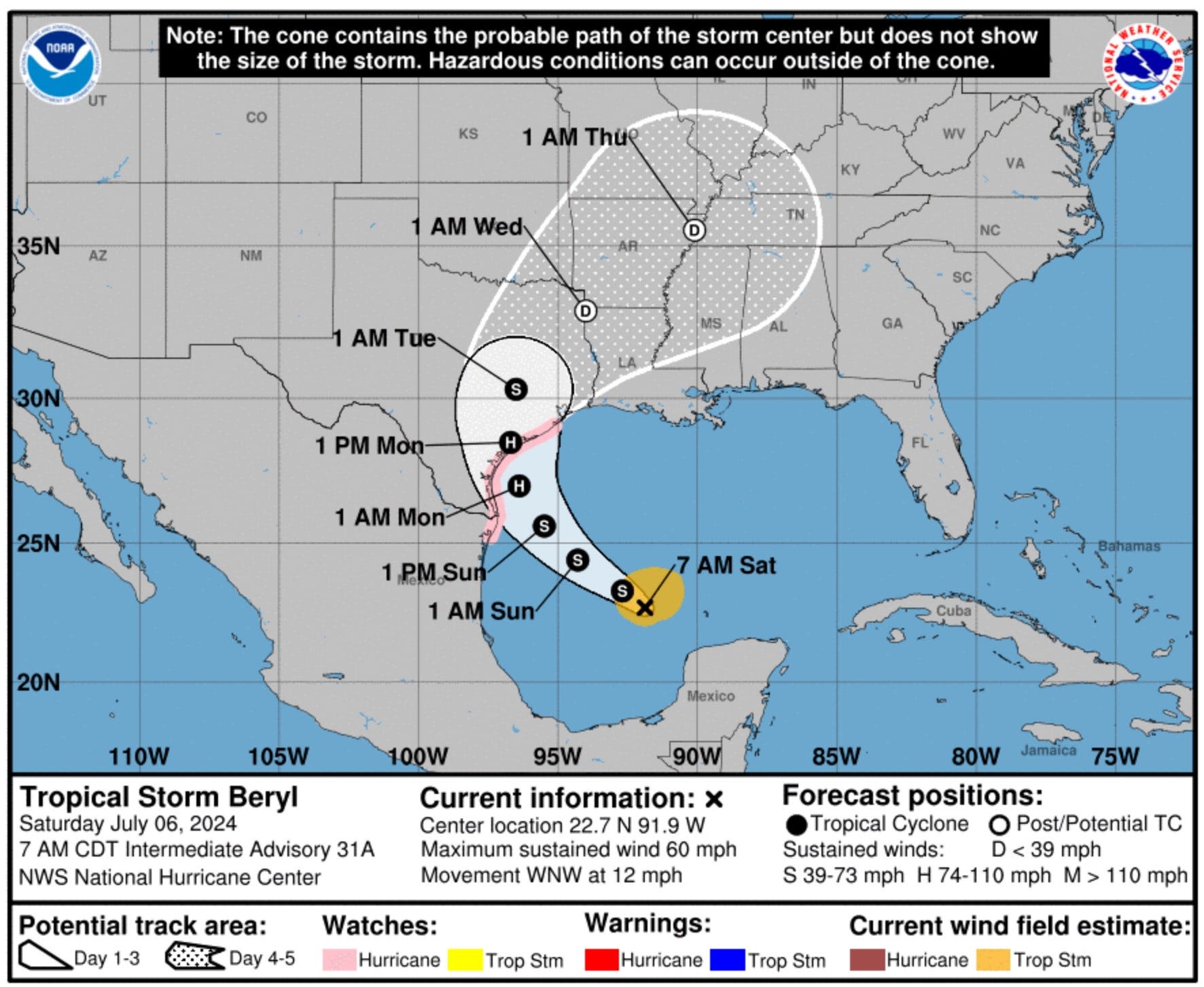 Beryl tracker: See projected path, spaghetti models of path towards Texas