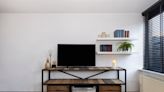 Couple DIYs Adjustable TV Stand With Wood Boards and Standing Shelves