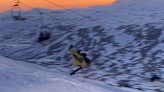 Skier Launches Off Jump Under The Beautiful Midnight Sun